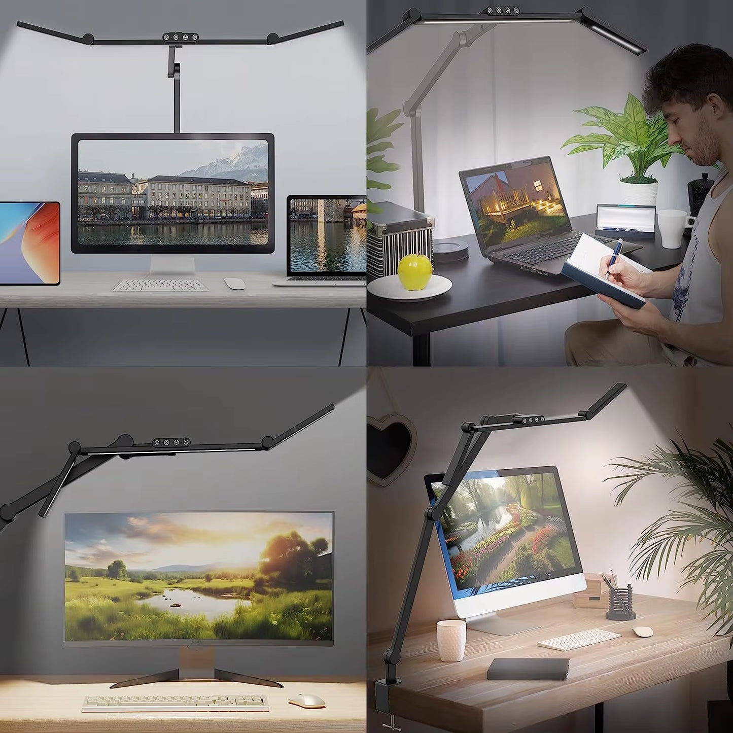 LED Desk Lamp Table Lamp Dimmable, 24W 1380 Lm Table Lamp,5 Colors and 5 Brightness Levels Daylight Lamp Desk Lamp Eye-Friendly