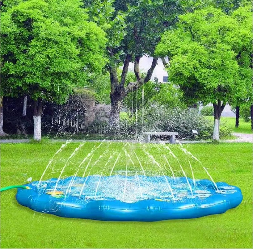 100/170Cm Kids Sprinkler Play Pad Mat Outdoor Lawn Beach Letters Inflatable Water Spray Water Games Beach Mat Cushion