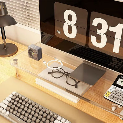 Transparent Acrylic Display Stand for Monitor Heightening, Desktop Organizer for Item Storage, Suspension Organizer