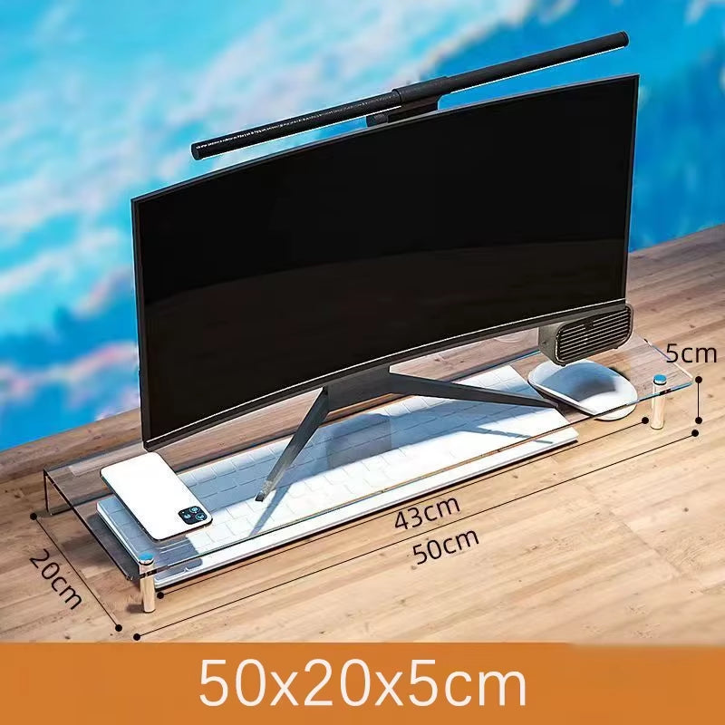 Transparent Acrylic Display Stand for Monitor Heightening, Desktop Organizer for Item Storage, Suspension Organizer
