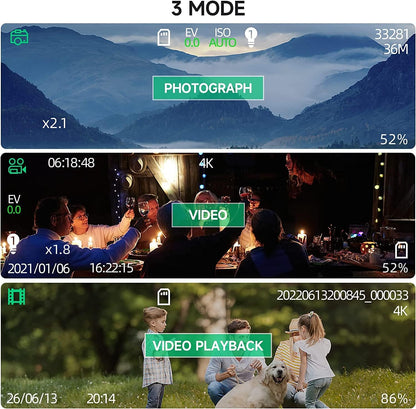 Night Vision Goggles for Adults, 4K Infrared Night Vision Binoculars with Rechargeable Battery and Anti-Shake Motion Detection for Camping