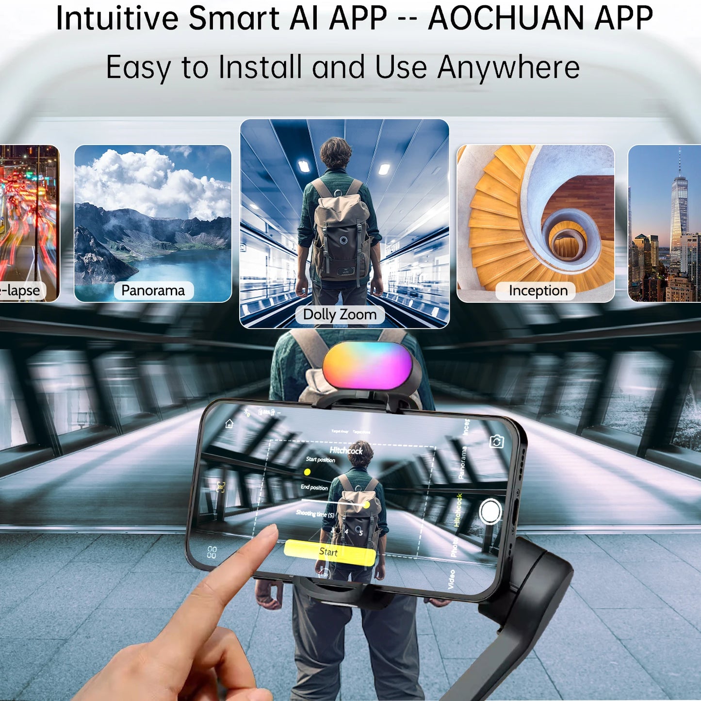 Smart XE Kit Gimbal Stabilizer for Smartphone Iphone Video Recording Magnetic Fill Light 3-Axis Foldable Android Gimble