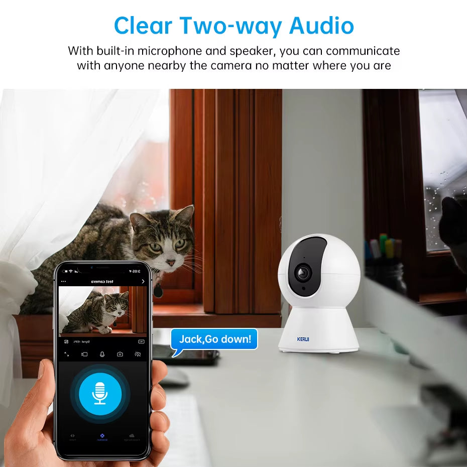 Wifi IP Pets Camera Home Security Dog Cats Camera Tuya Smart 4K 8MP HD Video Night Vision Surveillance AI Alerts Mini Cam