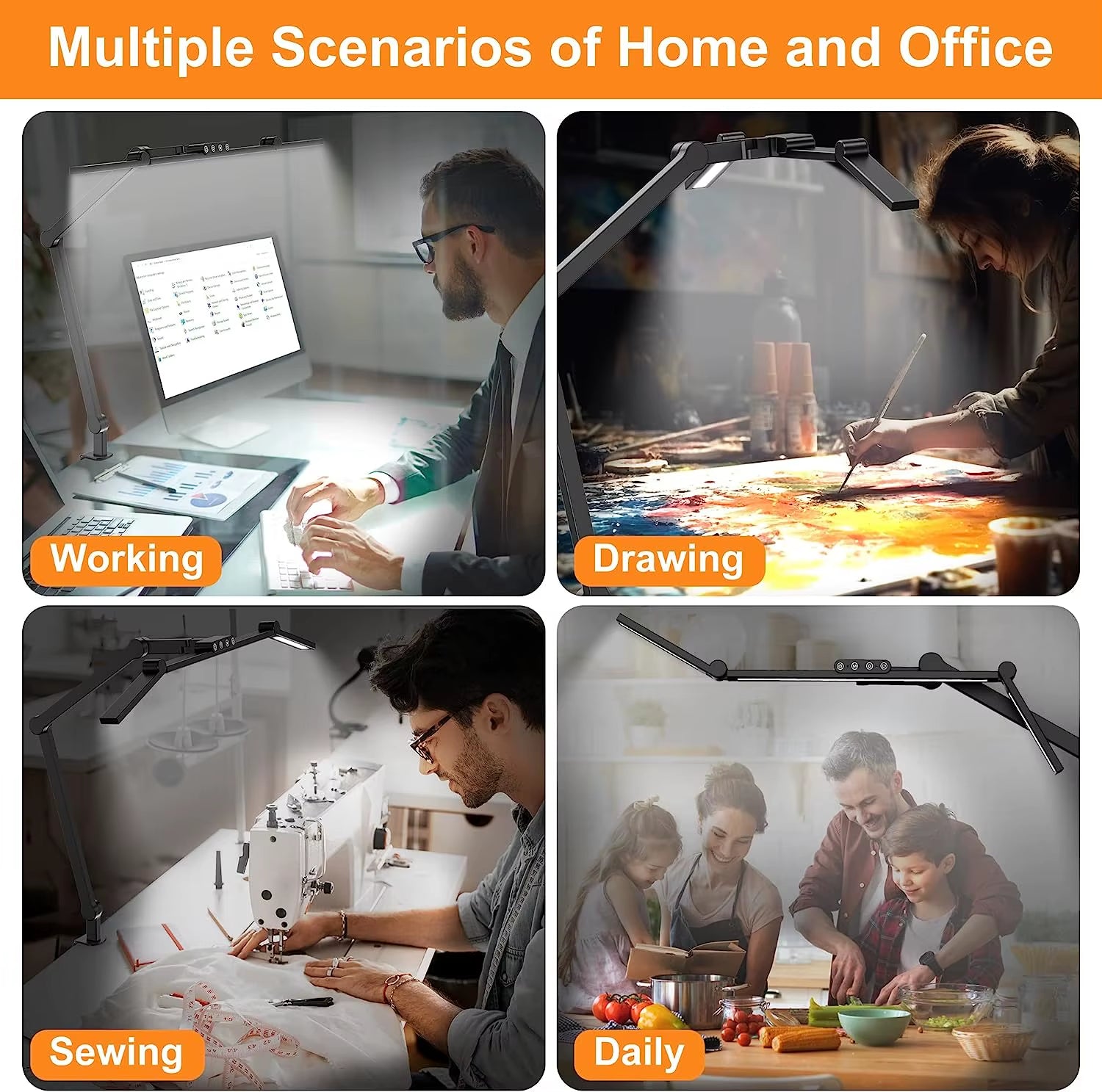 LED Desk Lamp Table Lamp Dimmable, 24W 1380 Lm Table Lamp,5 Colors and 5 Brightness Levels Daylight Lamp Desk Lamp Eye-Friendly