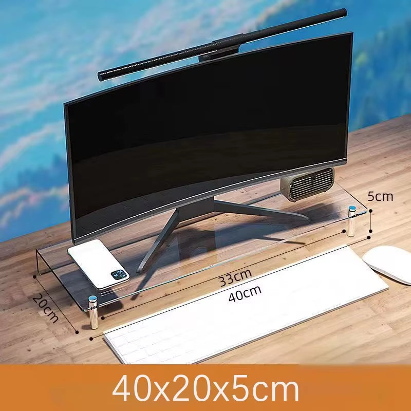 Transparent Acrylic Display Stand for Monitor Heightening, Desktop Organizer for Item Storage, Suspension Organizer