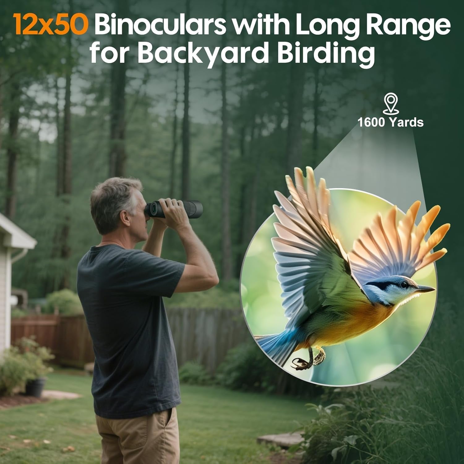 12X50 Binoculars for Adults High Powered - HD Bird Watching Binocular for Hunting with Clear Vision - Easy Focus Binoculars with Long Range for Hiking Travel Cruise Trip Concert Stargazing