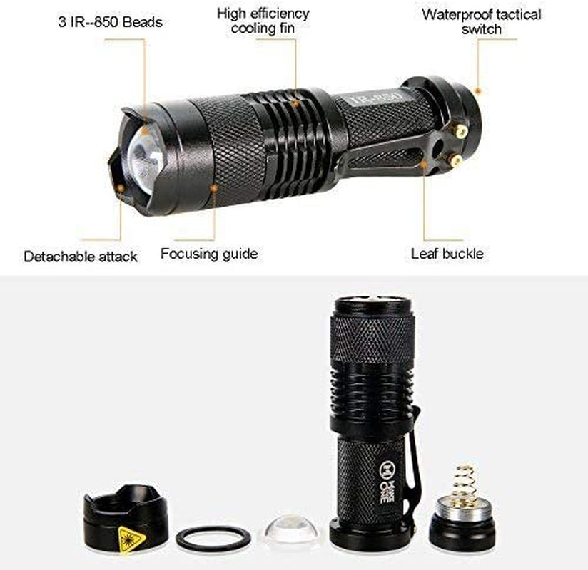 IR Torch 3 Watt 850NM Infrared Light Night Vision Flashlight Torch - Infrared Light Is Invisible to Human Eyes - to Be Used with Night Vision Device (NOT Include Battery)