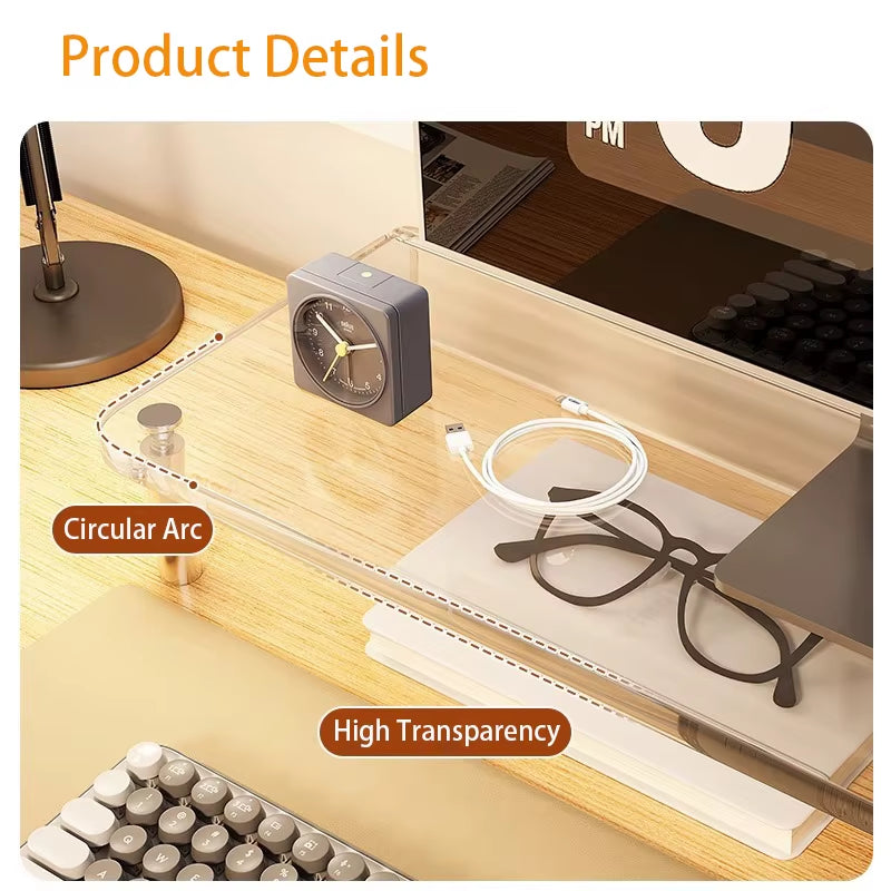 Transparent Acrylic Display Stand for Monitor Heightening, Desktop Organizer for Item Storage, Suspension Organizer