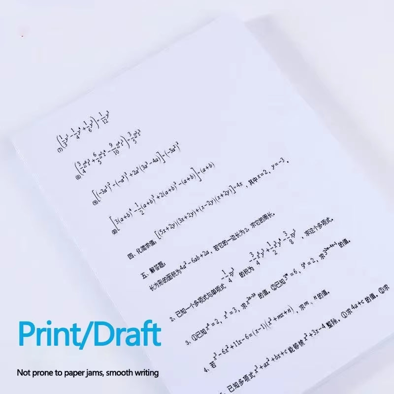 100Pcs/Lot A4 White Printer Paper Office Suppliesdraft Multi-Purpose Business Printing Information Draft Wood Pulp Copy Papers