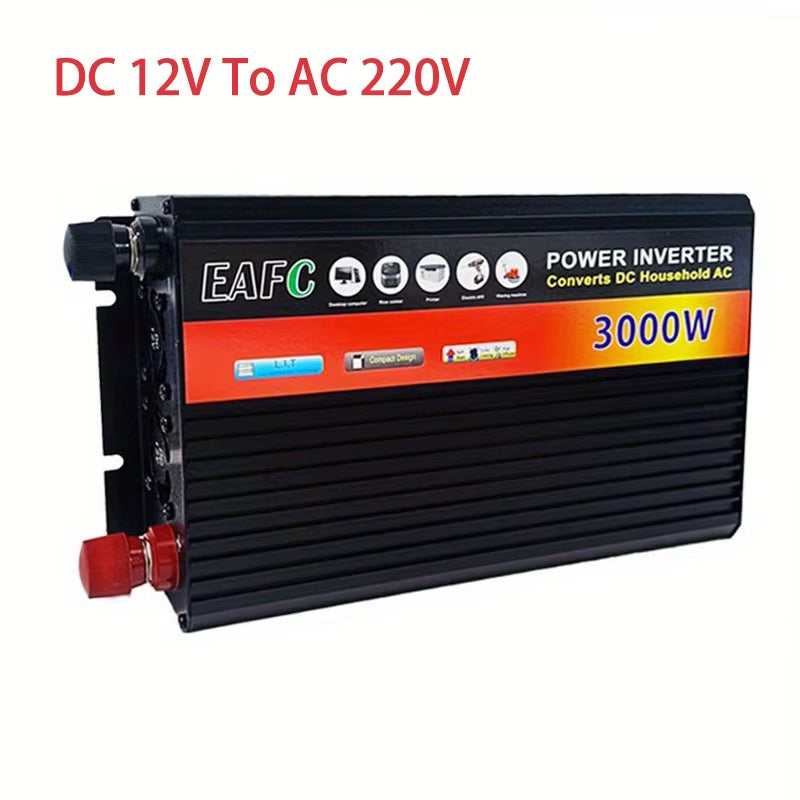 3000W Portable Car Power Inverter 12V to 110V/220V Power Bank Voltage Converter Multifunctional Solar Inverter for Car Household