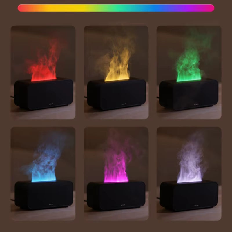 New Mini Desktop Simulation Flame Humidifier 7-Color Night Lights Can Add Essential Oil Timing Setting USB Diffuser Aromatherapy