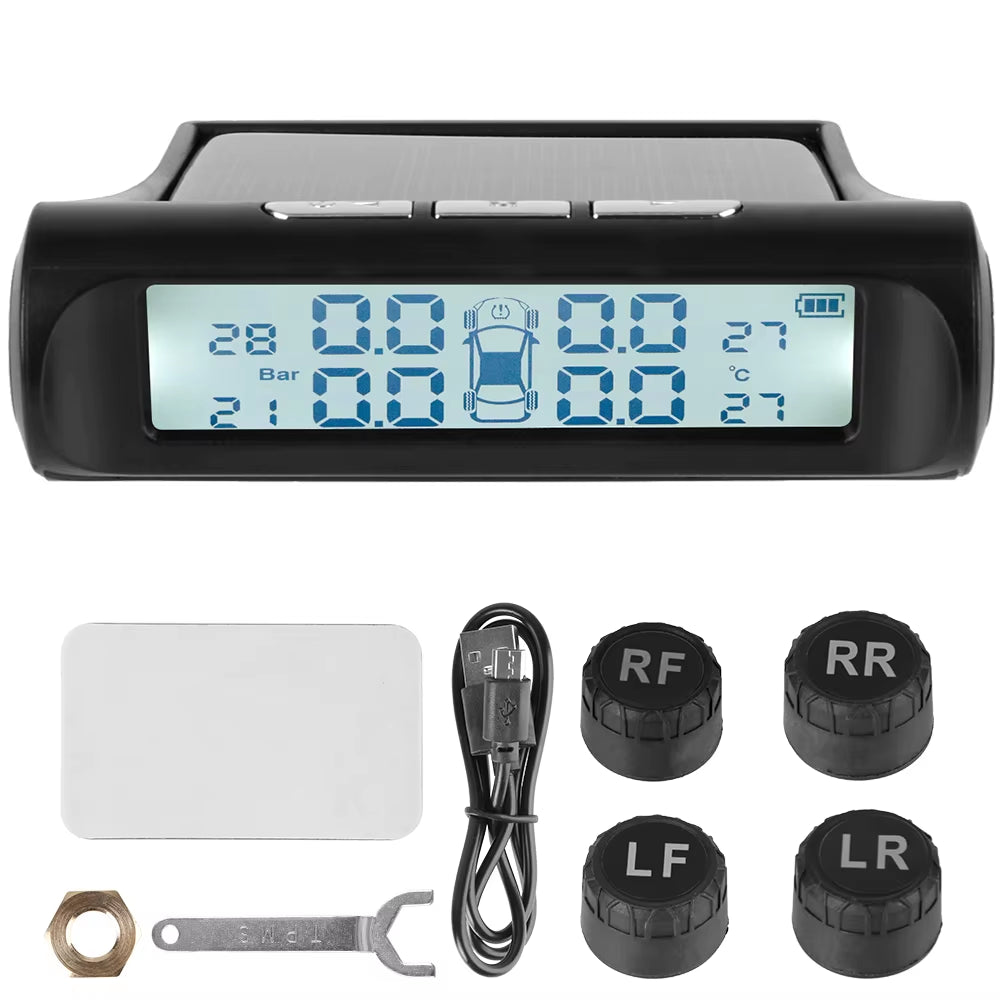 Tire Pressure Monitoring System Temperature Warning New C External Battery Version Sensors Solar TPMS Car Tyre Pressure Monitor