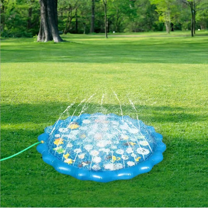 100/170Cm Kids Sprinkler Play Pad Mat Outdoor Lawn Beach Letters Inflatable Water Spray Water Games Beach Mat Cushion