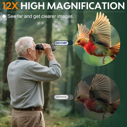 12X50 Binoculars for Adults High Powered - HD Bird Watching Binocular for Hunting with Clear Vision - Easy Focus Binoculars with Long Range for Hiking Travel Cruise Trip Concert Stargazing