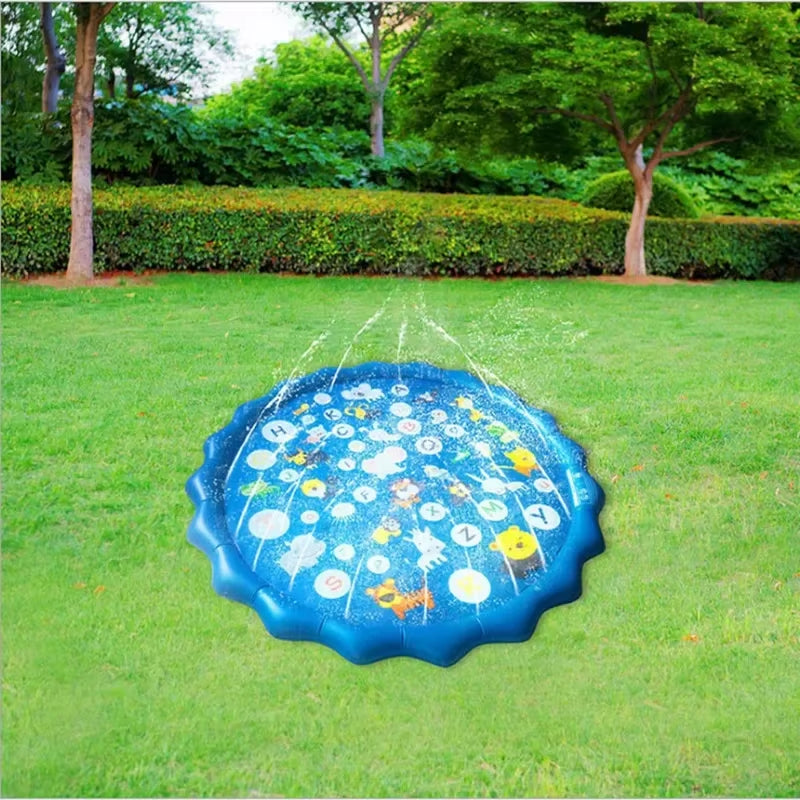 100/170Cm Kids Sprinkler Play Pad Mat Outdoor Lawn Beach Letters Inflatable Water Spray Water Games Beach Mat Cushion